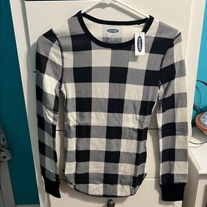 Old Navy Black and White Plaid Long Sleeve Shirt